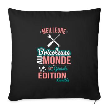 World's Best Handywoman - 100% Awesome - Sofa pillowcase 17,3'' x 17,3'' (45 x 45 cm) - black - Front