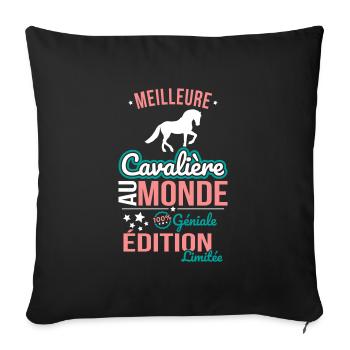Meilleure Cavalière au monde - 100% géniale - Housse de coussin décorative 45 x 45 cm - noir - Devant