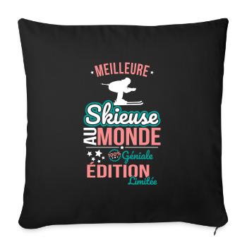 Beste Skifahrerin der Welt - 100% Awesome - Sofakissenbezug 45 x 45 cm - Schwarz - Vorne