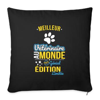 Meilleur Vétérinaire au monde - 100% génial - Housse de coussin décorative 45 x 45 cm - noir - Devant
