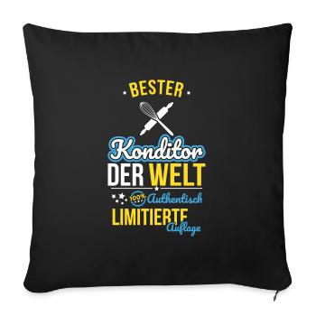 Meilleur pâtissier du monde - 100 % authentique - Housse de coussin décorative 45 x 45 cm - noir - Devant