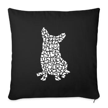 Welsh Corgi Dog Dogs Femmes Welsh Corgi - Housse de coussin décorative 45 x 45 cm - noir - Devant