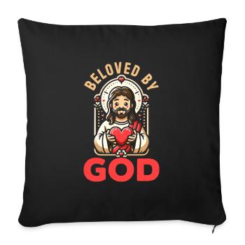 February 14 Valentine's Day Jesus Christ Church - Sofa pillowcase 17,3'' x 17,3'' (45 x 45 cm) - black - Front
