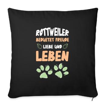 Amour et vie des rottweilers - Housse de coussin décorative 45 x 45 cm - noir - Devant