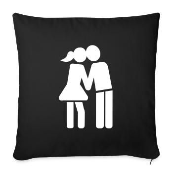 Couple bisou - Housse de coussin décorative 45 x 45 cm - noir - Devant