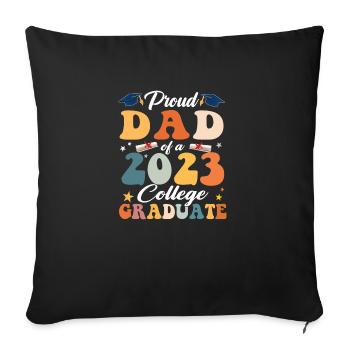 Fier papa d’un diplômé 2023, famille de graduation - Housse de coussin décorative 45 x 45 cm - noir - Devant