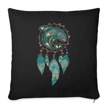 Native American Totem Orca Whale Dreamcatcher 1 - Sofakissenbezug 45 x 45 cm - Schwarz - Vorne