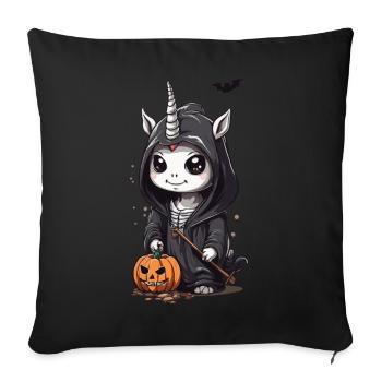 Kawaii Halloween Unicorn Grim Reaper Design - Sofa pillowcase 17,3'' x 17,3'' (45 x 45 cm) - black - Front