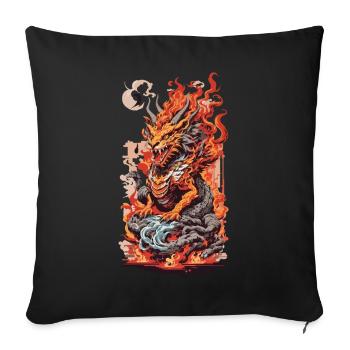 Asian Dragon Ukiyo-E Art Style Aesthetics - Sofa pillowcase 17,3'' x 17,3'' (45 x 45 cm) - black - Front