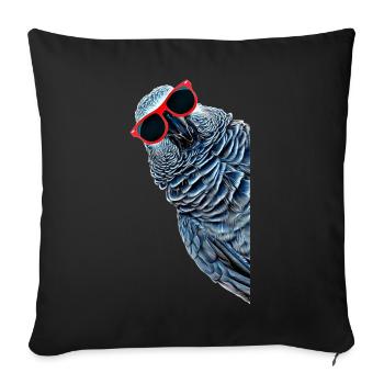 Cadeau de perroquet gris africain - Housse de coussin décorative 45 x 45 cm - noir - Devant