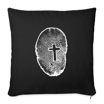 Empreinte digitale Croix Catholique Chrétienne Symbole - Housse de coussin décorative 45 x 45 cm - noir - Devant