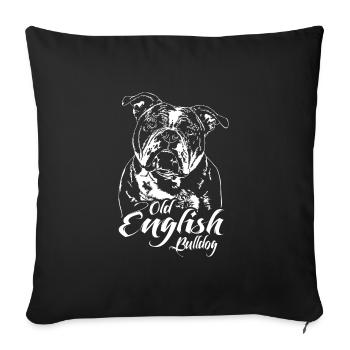 OLD ENGLISH BULLDOG Wilsigns OEB Hundeportrait - Sofakissenbezug 45 x 45 cm - Schwarz - Vorne