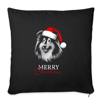 Shetland Sheepdog Merry Christmas, Dog Head - Sofa pillowcase 17,3'' x 17,3'' (45 x 45 cm) - black - Front