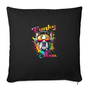 Funky Mum. birthday, mother's day. Dog - Sofa pillowcase 17,3'' x 17,3'' (45 x 45 cm) - black - Front