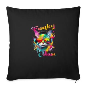 Funky Mum. birthday, mother's day. Cat - Sofa pillowcase 17,3'' x 17,3'' (45 x 45 cm) - black - Front