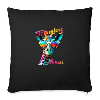 Funky Mum. birthday, mother's day. Giraffe - Sofa pillowcase 17,3'' x 17,3'' (45 x 45 cm) - black - Front