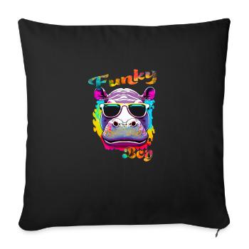 Funky Boy Hippopotamus - Sofa pillowcase 17,3'' x 17,3'' (45 x 45 cm) - black - Front