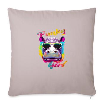 Funky Girl Hippopotame - Housse de coussin décorative 45 x 45 cm - taupe clair - Devant