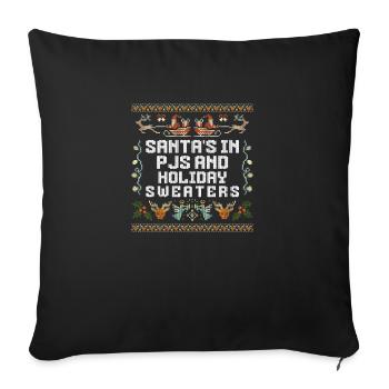 Christmas Santa's Here Jolly Elf Oh Oh Oh - Sofa pillowcase 17,3'' x 17,3'' (45 x 45 cm) - black - Front
