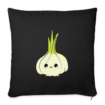 cute adorable smiling onion comic, sourire doux - Housse de coussin décorative 45 x 45 cm - noir - Devant
