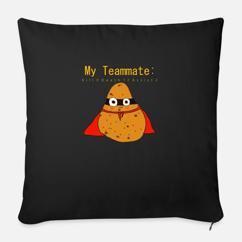 Mon coéquipier Super Patate - Housse de coussin décorative 45 x 45 cm - noir