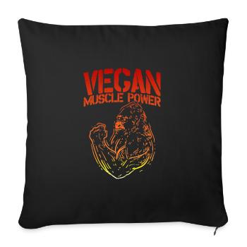 | végétalien | de remise en forme | de musculation Force - Housse de coussin décorative 45 x 45 cm - noir - Devant