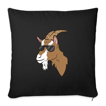 Goat - Brown goat with sunglasses - Sofa pillowcase 17,3'' x 17,3'' (45 x 45 cm) - black - Front