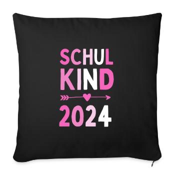 Schulkind 2024 Einhorn 1. Klasse Herz Einschulung - Sofakissenbezug 45 x 45 cm - Schwarz - Vorne