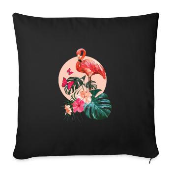 Flamant rose et Monstera Deliciosa - Housse de coussin décorative 45 x 45 cm - noir - Devant