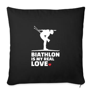 J’adore Biathlon Silhouette de biathlon élégant - Housse de coussin décorative 45 x 45 cm - noir - Devant