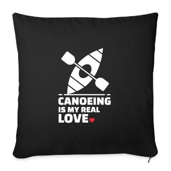 J’aime le canoë pour tous les canoës et - Housse de coussin décorative 45 x 45 cm - noir - Devant
