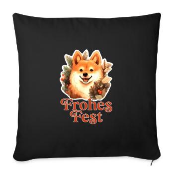 Frohes Fest mit Hund - Sofakissenbezug 45 x 45 cm - Schwarz - Vorne