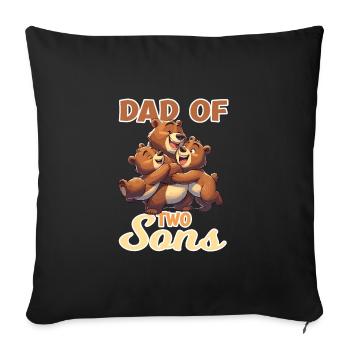 Starker Bär mit Baby Bär für einen Bären - Sofakissenbezug 45 x 45 cm - Schwarz - Vorne