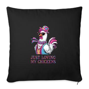I Love My Chickens - Funny Chickens Cartoon - Sofa pillowcase 17,3'' x 17,3'' (45 x 45 cm) - black - Front