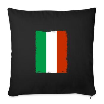 Drapeau de l’Italie Drapeau italien Vintage Look vieilli - Housse de coussin décorative 45 x 45 cm - noir - Devant
