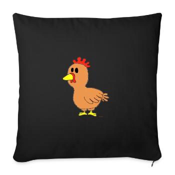 Huhn / Chicken - Sofakissenbezug 45 x 45 cm - Schwarz - Vorne