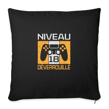 18th birthday t-shirt, geek, geekette. Idea - Sofa pillowcase 17,3'' x 17,3'' (45 x 45 cm) - black - Front