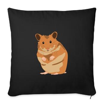 Hamster - Hamster Doré - Hamster - Animaux Domestiques - Housse de coussin décorative 45 x 45 cm - noir - Devant