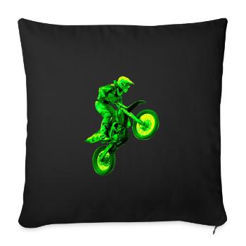 enduro vert - Housse de coussin décorative 45 x 45 cm - noir - Devant
