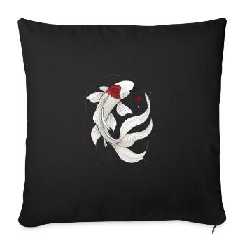 Illustration élégante de poisson Koi - Housse de coussin décorative 45 x 45 cm - noir - Devant