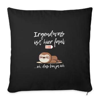 Faultier liegend Akku leer - Sofakissenbezug 45 x 45 cm - Schwarz - Vorne