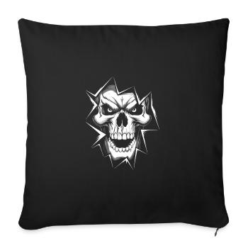 Wütender Skull mit langen Zähnen - Sofakissenbezug 45 x 45 cm - Schwarz - Vorne