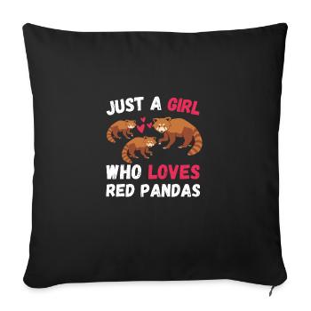 Chinese Animal Girl Gift Red Panda - Sofa pillowcase 17,3'' x 17,3'' (45 x 45 cm) - black - Front