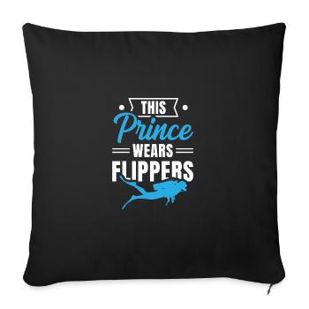 This Prince Wears Flippers Diver Scuba Diver Divin - Sofakissenbezug 45 x 45 cm - Schwarz - Vorne