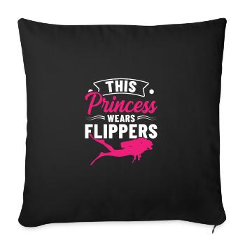 This Princess Wear Flippers Diver Scuba Diver Divi - Sofakissenbezug 45 x 45 cm - Schwarz - Vorne
