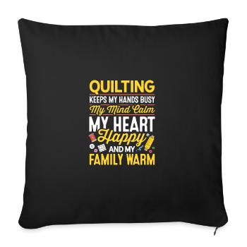 Quilting Keeps My Hands Busy My Mind Calm Knitting - Sofakissenbezug 45 x 45 cm - Schwarz - Vorne