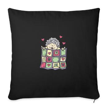Retro Graphic Knitting Wool Quilting Stitching Sew - Sofakissenbezug 45 x 45 cm - Schwarz - Vorne