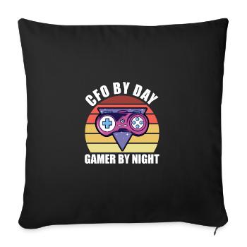 CFO By Day Gamer By Night Video Game Player Gaming - Sofakissenbezug 45 x 45 cm - Schwarz - Vorne