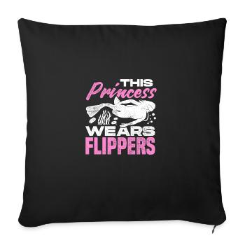 This Prince Wears Flippers Diver Scuba Diver Divin - Sofakissenbezug 45 x 45 cm - Schwarz - Vorne