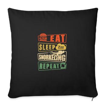 Eat Sleep Snorkel Repeat Scuba Diver Diving Snorke - Sofakissenbezug 45 x 45 cm - Schwarz - Vorne